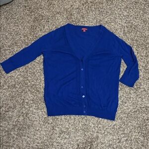 Merona Women’s Blue Lattice Edge V Neck Knit Cardigan Sweater, Sz XL 💙